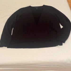 Woman’s sweater, black. Plunging neck line see through black lace.